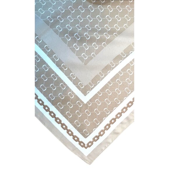 2/$30 NEW Tan Cream Camel Neutral Geometric Printed Silky Fashion Head Scarf - Picture 7 of 8